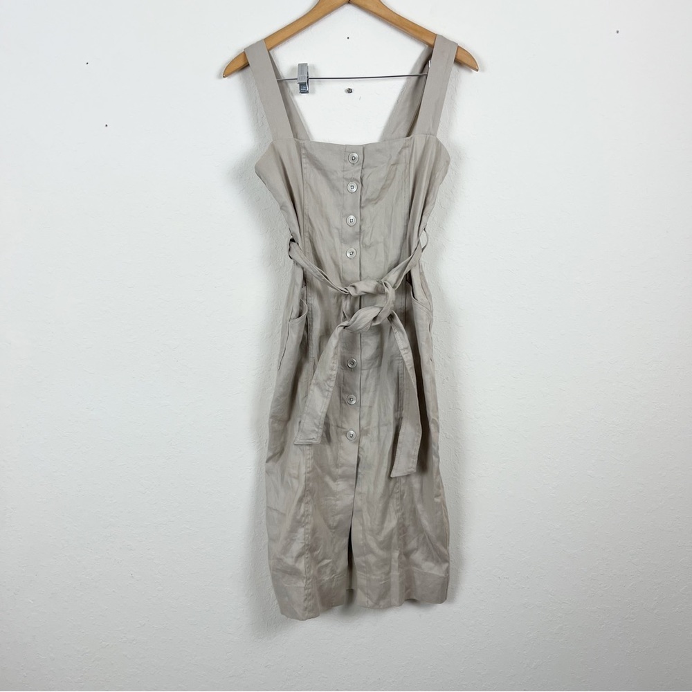 Babaton Aritzia Kofi Dress Belted Button Front Dress In Tan Size 4